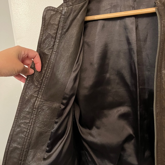 Like-New Chocolate Brown Leather Jacket, Size S - Picture 2 of 5